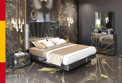 Brands Franco Gold Oro Black Bed with Frames