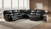 Living Room Furniture Sectionals 2711 Sectional with 3 Electric Recliners DARK GREY